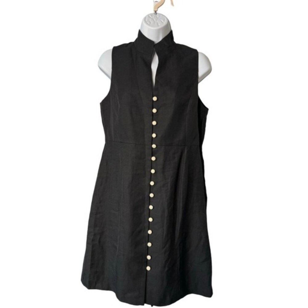 Tuckernuck NEW Black Leighton Linen Sleeveless Button Down Mini Dress Size XS - Picture 4 of 8